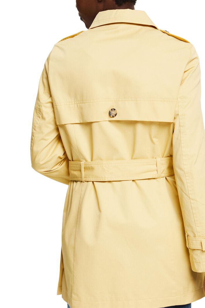 Short cotton trench coat, DUSTY YELLOW, detail image number 5