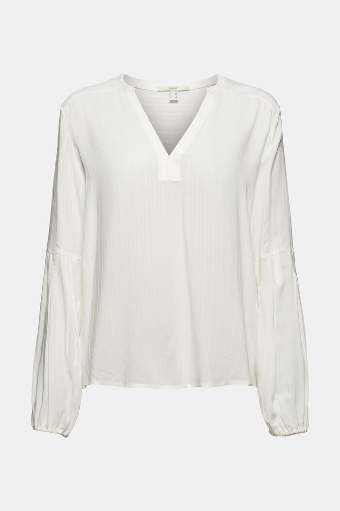 Blouse with textured stripes, LENZING™ ECOVERO™, OFF WHITE, detail image number 6