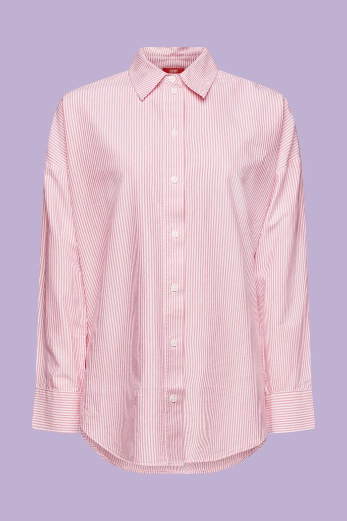 Oversized Striped Cotton Shirt, PINK, detail image number 5