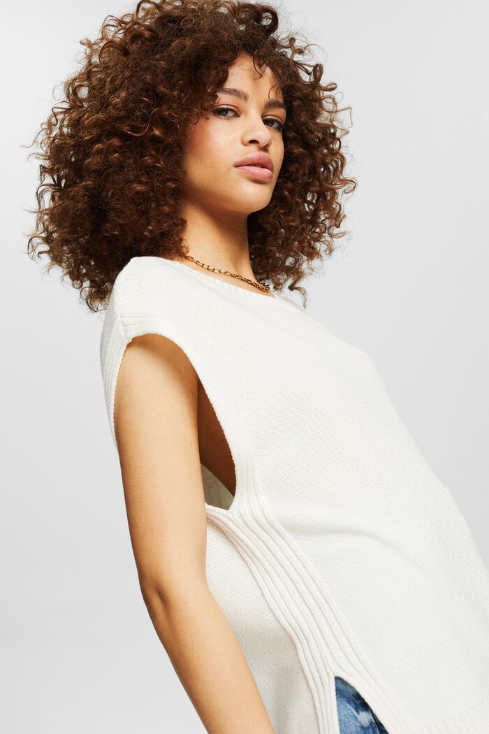 With TENCEL™: knitted sleeveless jumper , OFF WHITE, detail image number 5