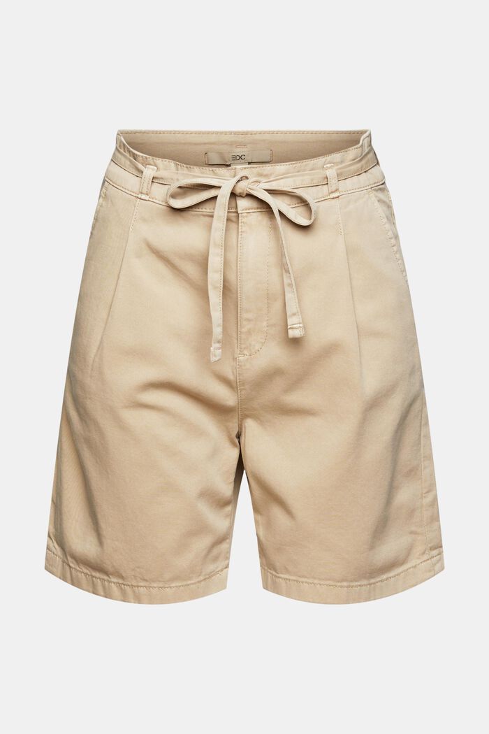 High-waisted shorts in 100% pima cotton, BEIGE, detail image number 2