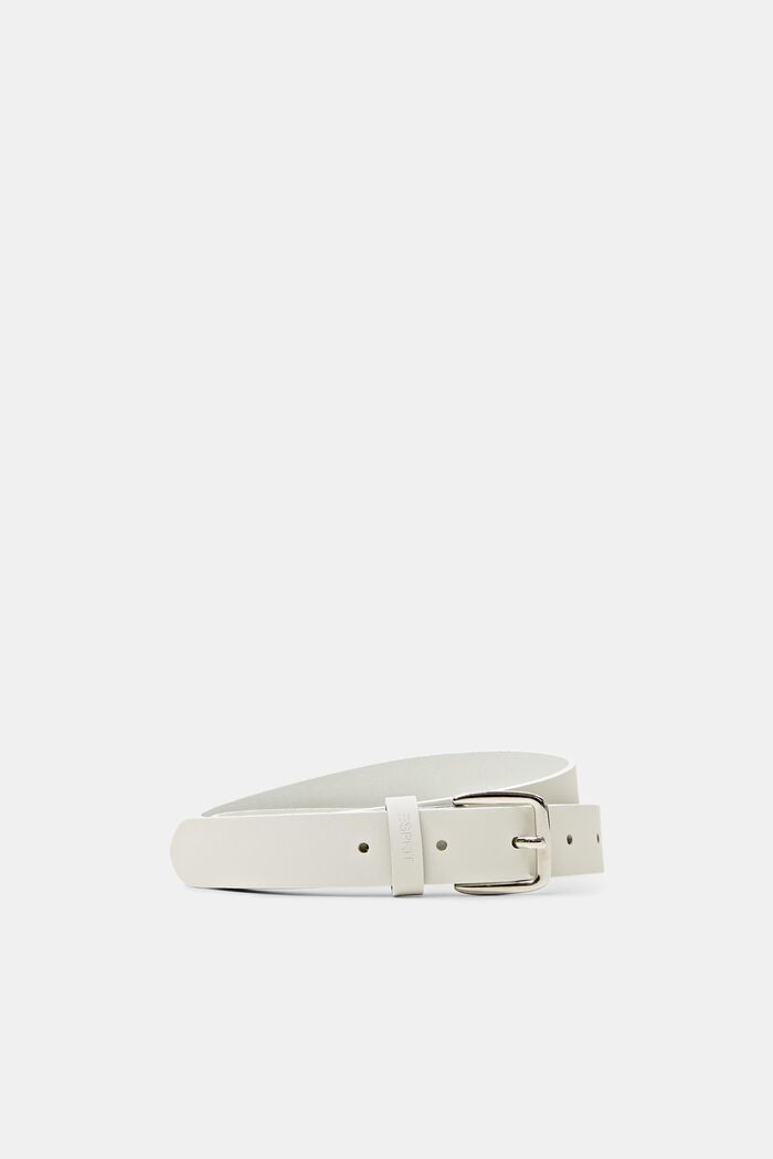 Narrow leather belt, WHITE, detail image number 0