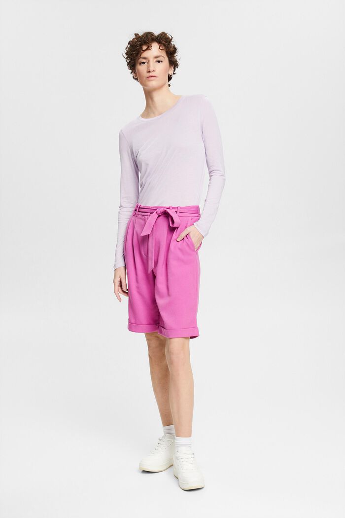 Bermuda shorts with waist pleats, PINK FUCHSIA, detail image number 3
