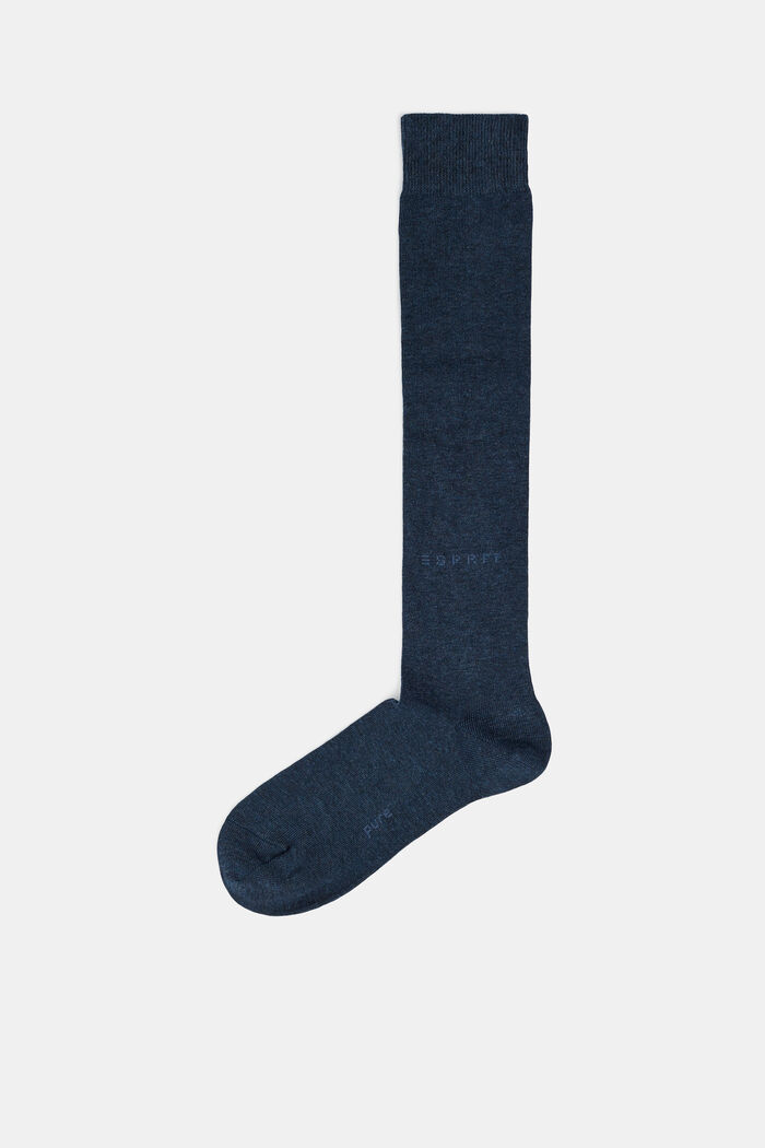 Knee-high socks made of blended cotton, NAVYBLUE M, detail image number 0