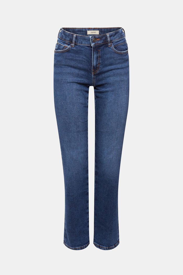 High-rise straight leg jeans, BLUE DARK WASHED, detail image number 6