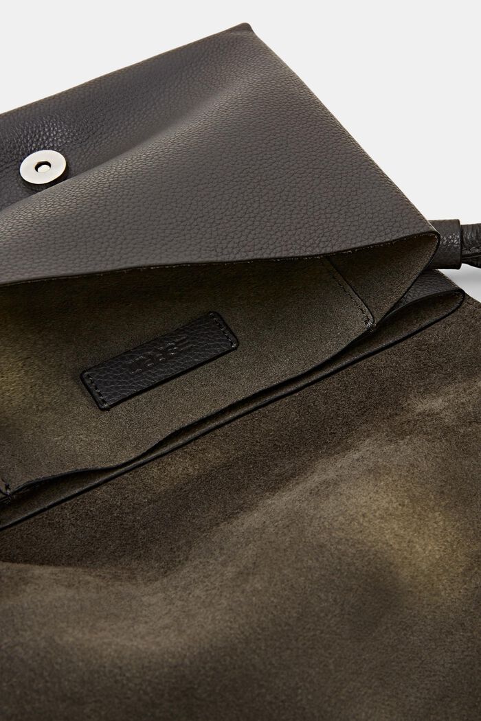 Small Leather Flap Bag, DARK GREY, detail image number 3