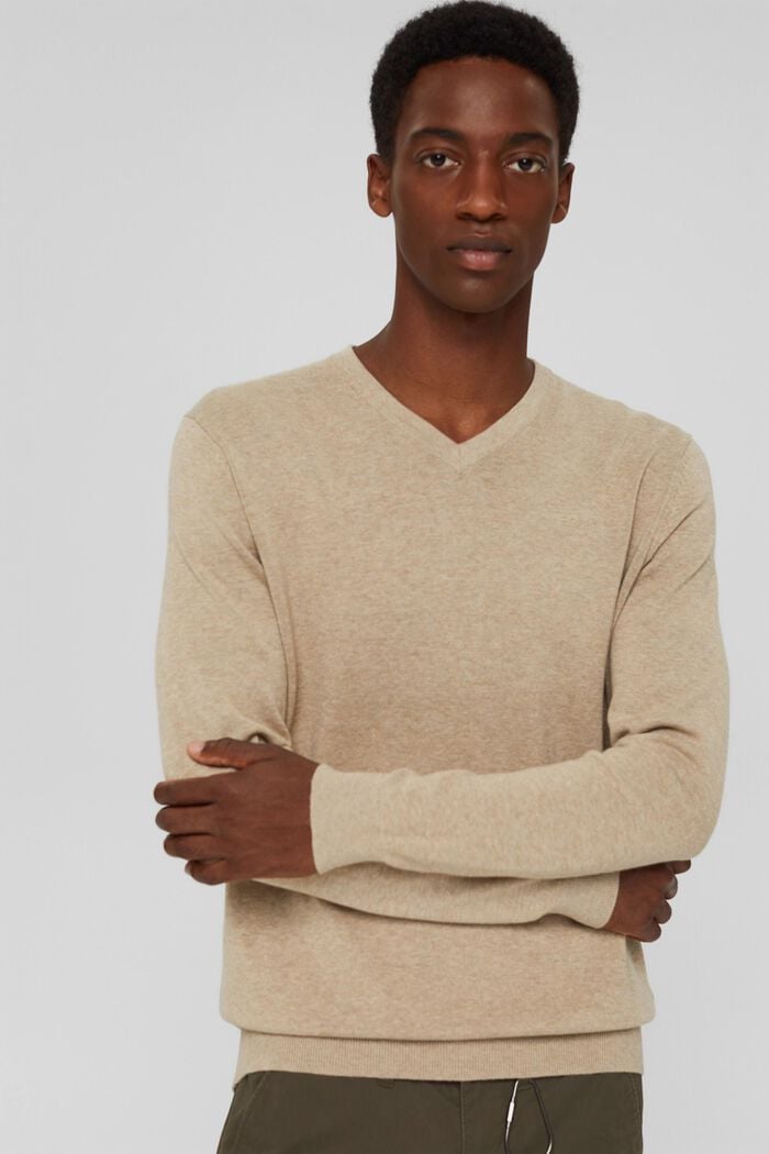 Basic jumper made of 100% Pima cotton, BEIGE, overview