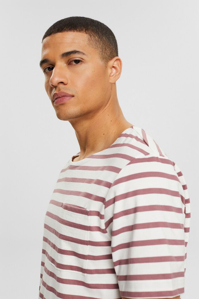 Striped T-shirt with a breast pocket, DARK OLD PINK, detail image number 6