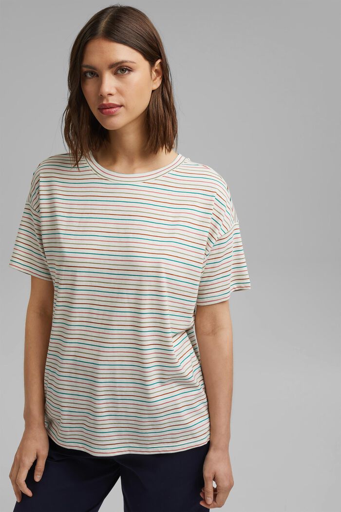 Striped T-shirt made of organic cotton/TENCEL™, OFF WHITE, detail image number 0