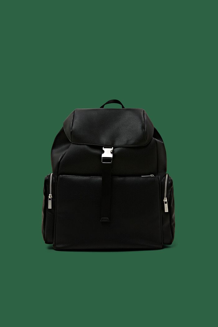 Vegan Leather Backpack, BLACK, detail image number 0