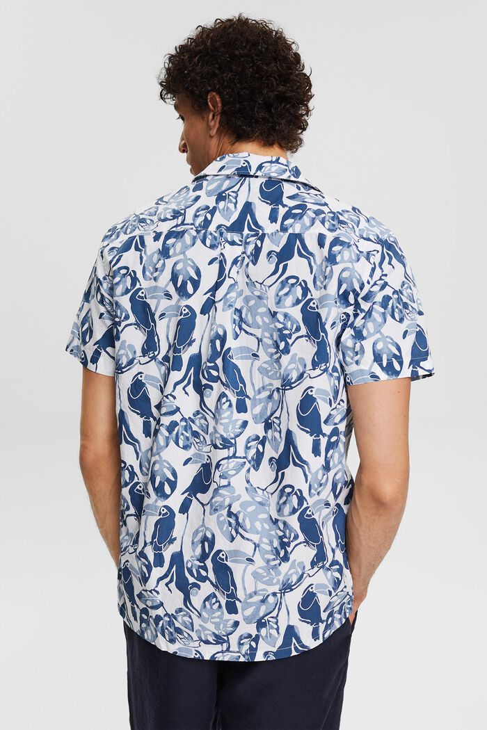 Short sleeve shirt with tropical print, 100% cotton, BLUE, detail image number 4