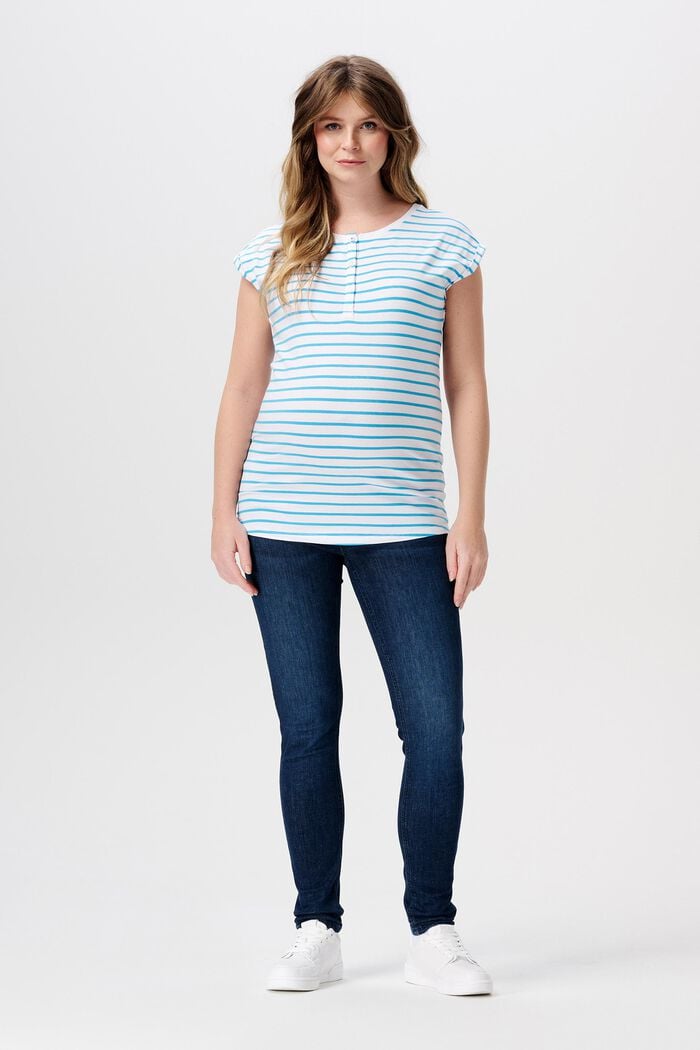 Organic Cotton-Blend Maternity Henley T-Shirt, BLUE, detail image number 1