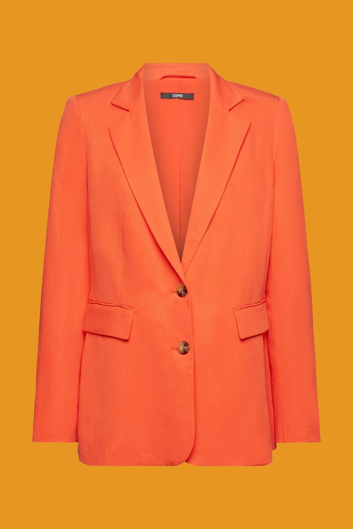 Single-breasted blazer with linen, ORANGE RED, detail image number 6