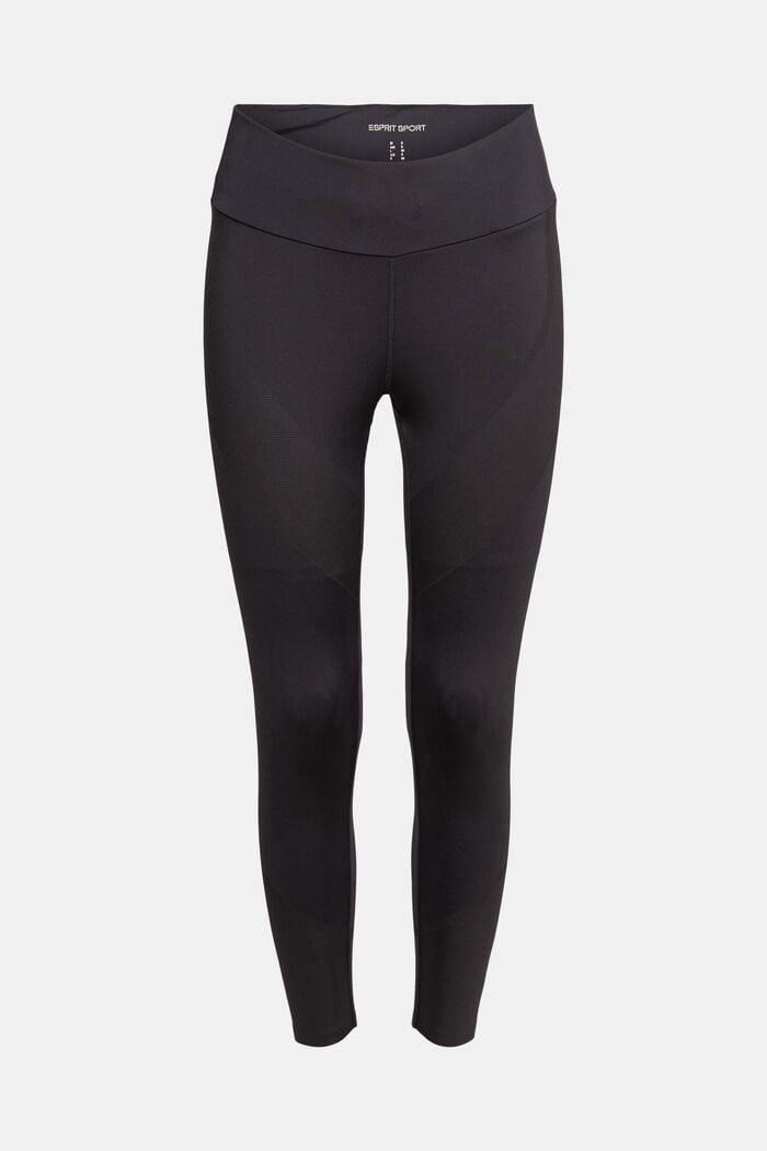 Made of recycled material: leggings with E-DRY technology, BLACK, overview