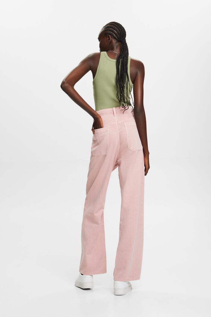 Wide leg twill trousers, 100% cotton, OLD PINK, detail image number 3