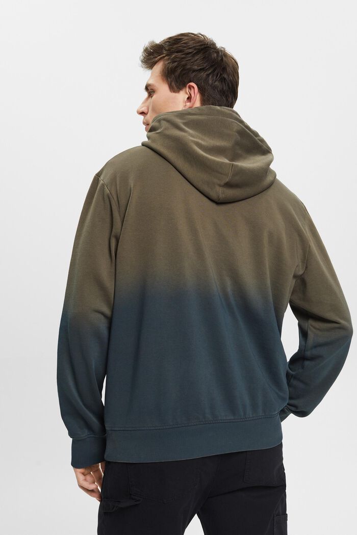 Two-tone sprayed effect hoodie, KHAKI GREEN, detail image number 3