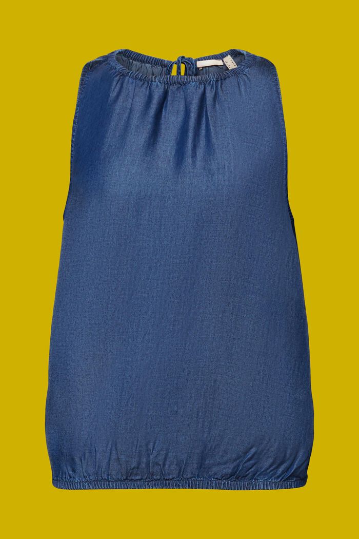 Denim-looking sleeveless blouse, TENCEL™, BLUE DARK WASHED, detail image number 7