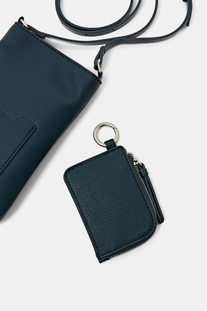 Faux Leather Crossbody Phone Pouch, DARK TEAL GREEN, detail image number 1