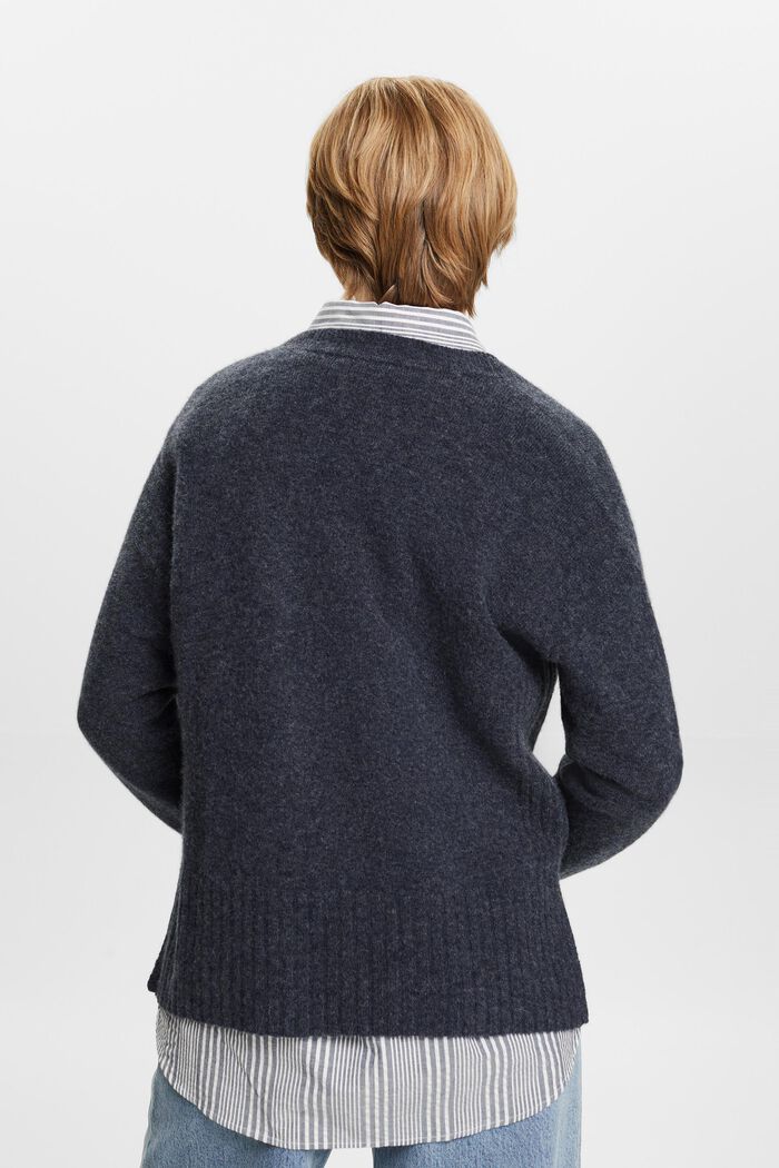 Wool Blend V-Neck Sweater, NAVY, detail image number 4