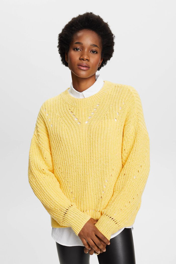 Cable knit jumper, LIGHT YELLOW, detail image number 0