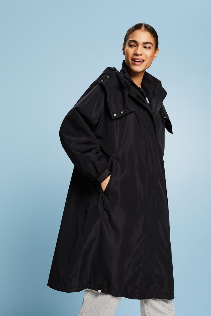 Detachable Hooded Coat, BLACK, detail image number 4