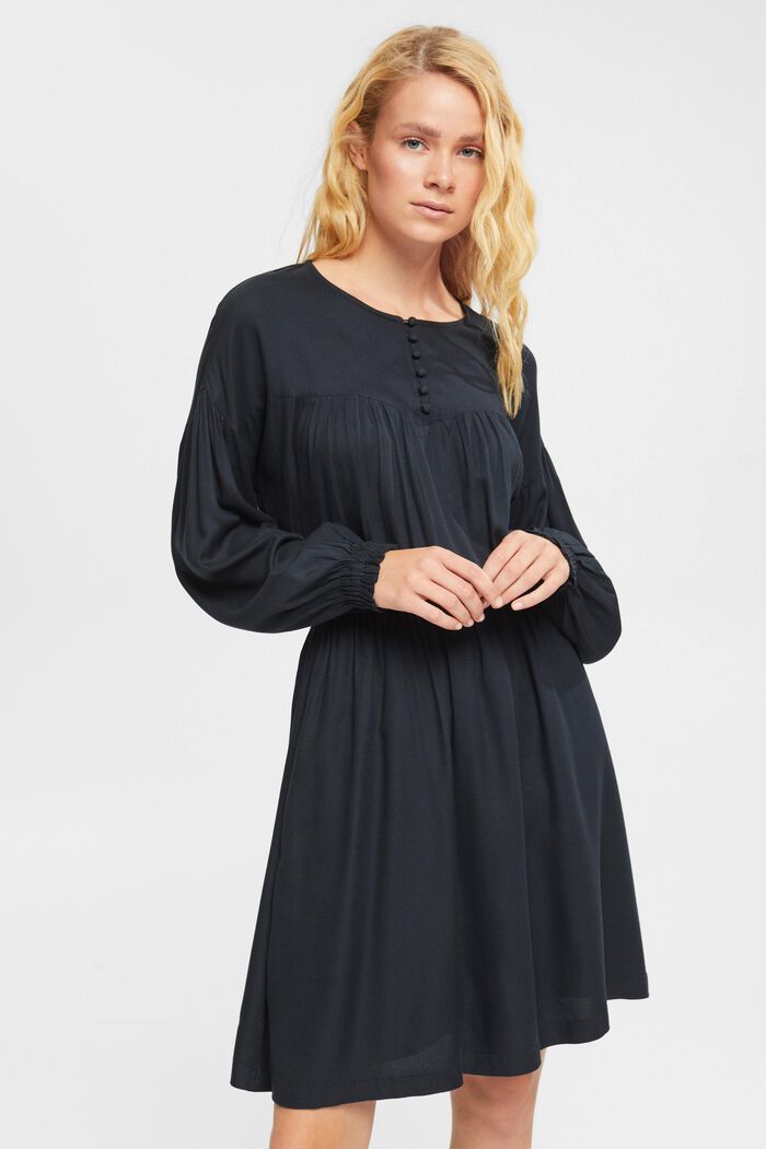 Elasticated waist dress, LENZING™ ECOVERO™, BLACK, detail image number 1