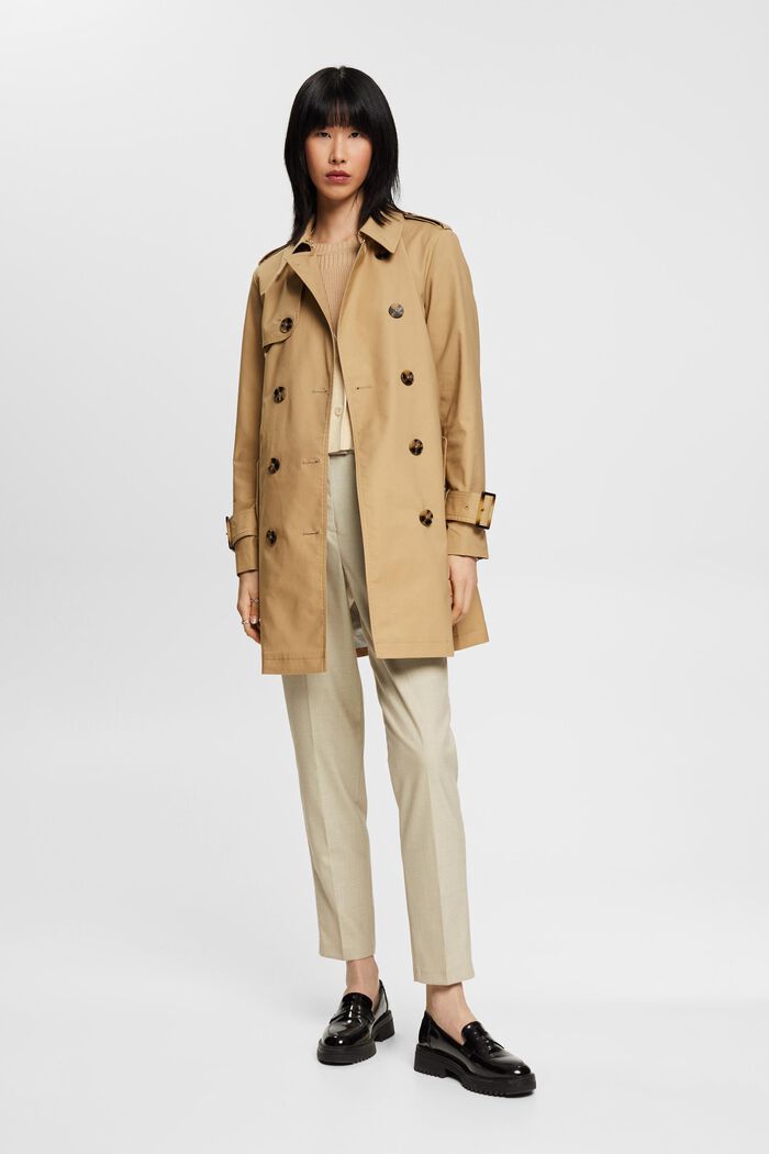 Double-breasted trench coat, KHAKI BEIGE, detail image number 1