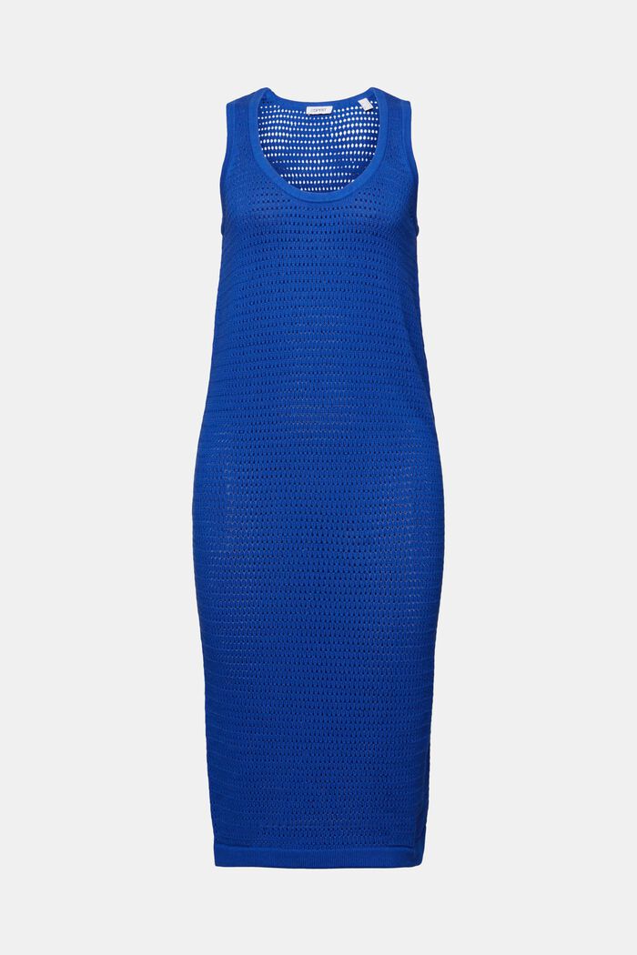 Sleeveless Pointelle Midi Dress, BRIGHT BLUE, detail image number 6