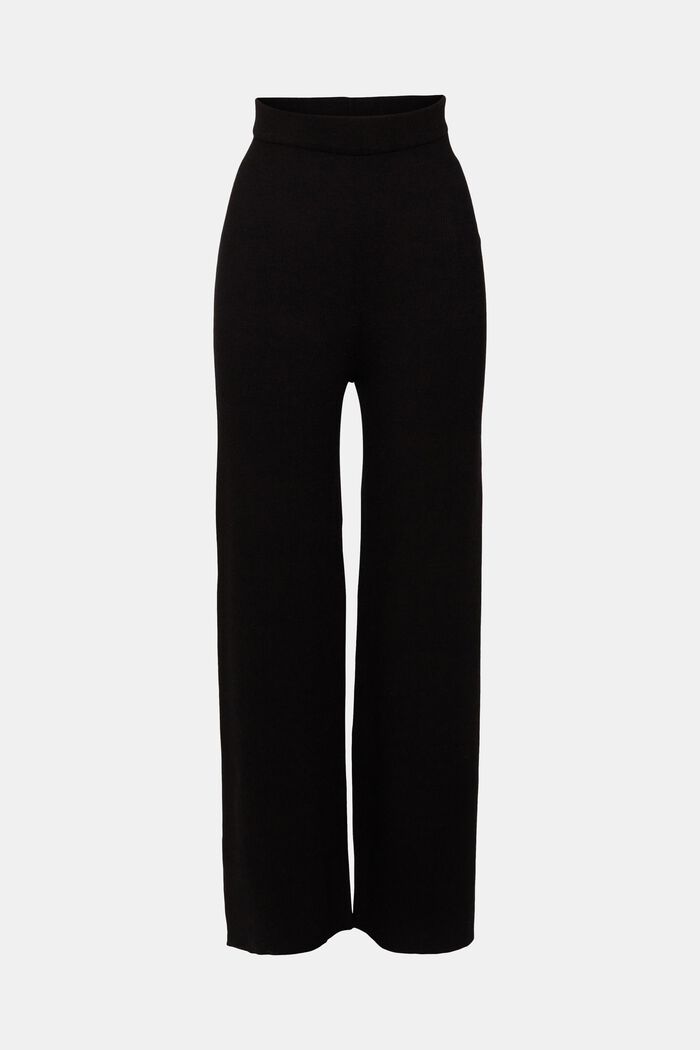High-rise rib knit trousers, BLACK, detail image number 6
