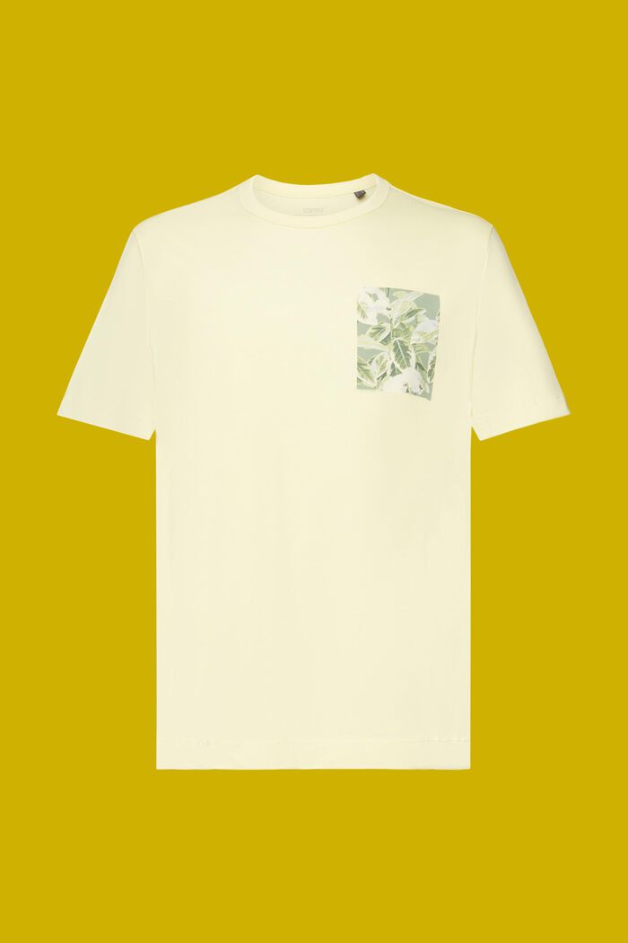 Jersey t-shirt with chest print, 100% cotton, LIGHT YELLOW, detail image number 6