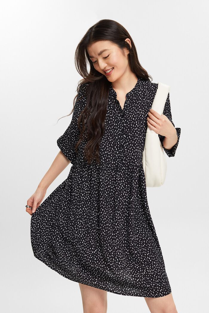 Patterned dress, LENZING™ ECOVERO™, BLACK, detail image number 0