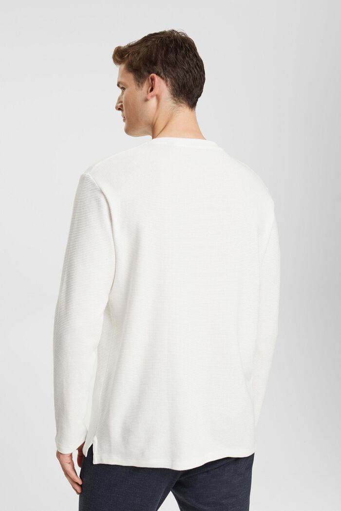 Textured long sleeve top, OFF WHITE, detail image number 3