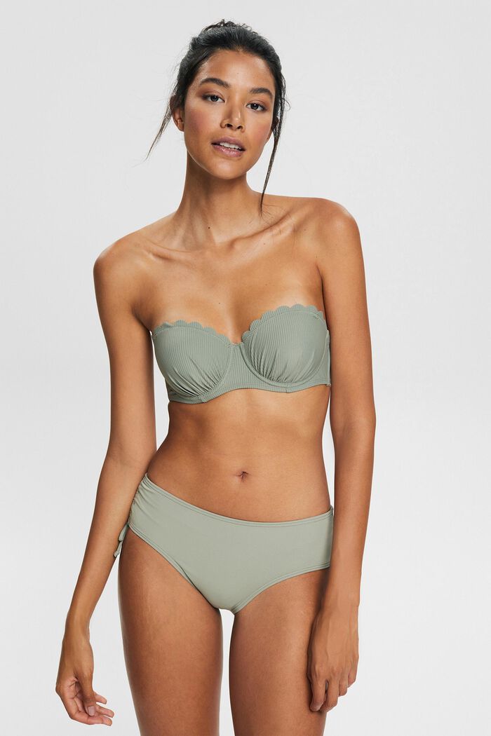 Padded bandeau top with a wavy edge, LIGHT KHAKI, detail image number 0