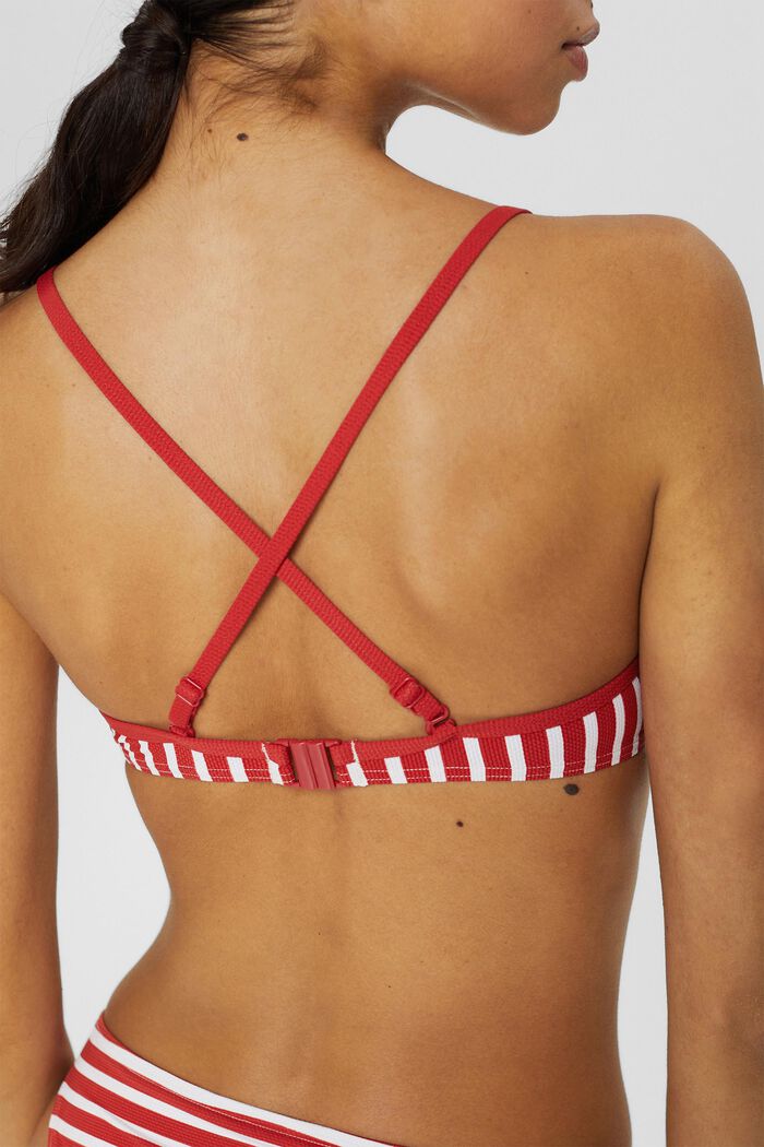 Recycled: padded top with stripes, RED, detail image number 1