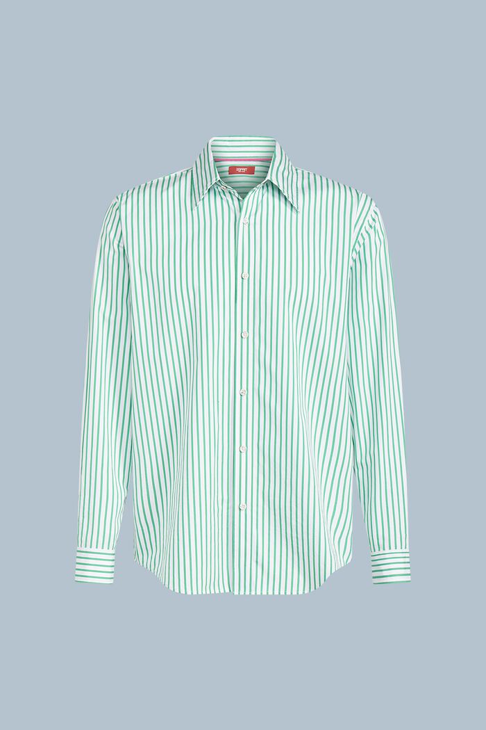 Striped Cotton-Poplin Shirt, GREEN, detail image number 5