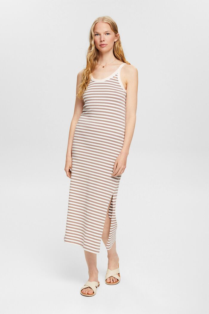 Containing TENCEL™: striped dress, TAUPE, detail image number 5
