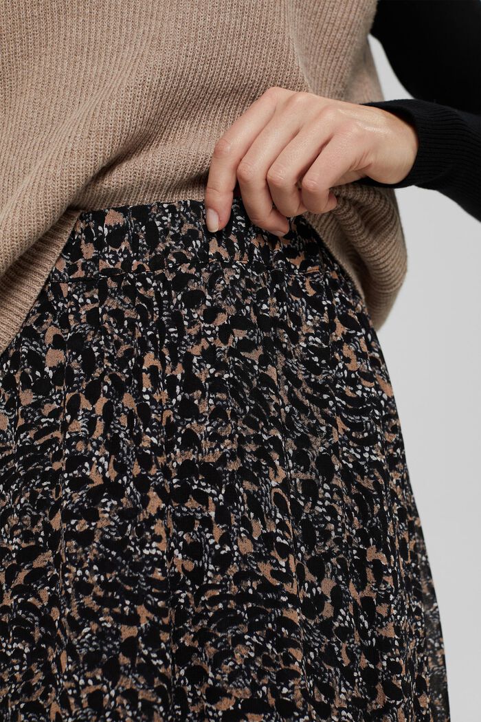 Chiffon skirt with flounces and printed pattern, ANTHRACITE, detail image number 2