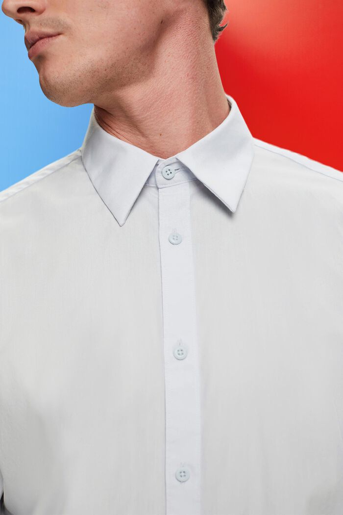 Slim fit cotton shirt, LIGHT BLUE, detail image number 2