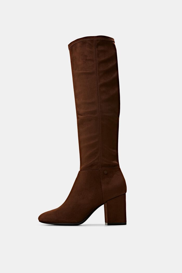Knee-high boots in faux suede, BROWN, detail image number 0