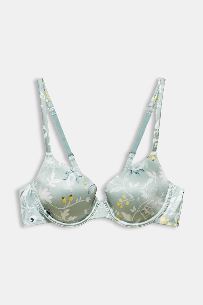 Padded underwire bra with print, LEAF GREEN, detail image number 4