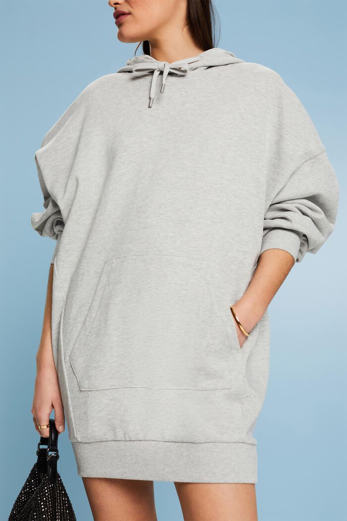 Oversized Hooded Sweatshirt Dress, LIGHT GREY, detail image number 3