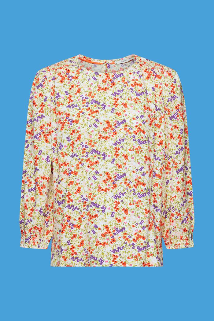 Floral blouse with 3/4 sleeves, OFF WHITE, detail image number 6