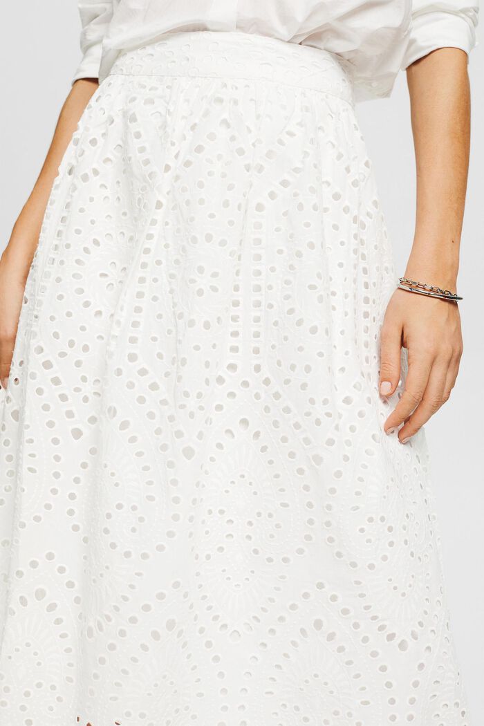 Midi skirt with broderie anglaise, LENZING™ ECOVERO™, WHITE, detail image number 2