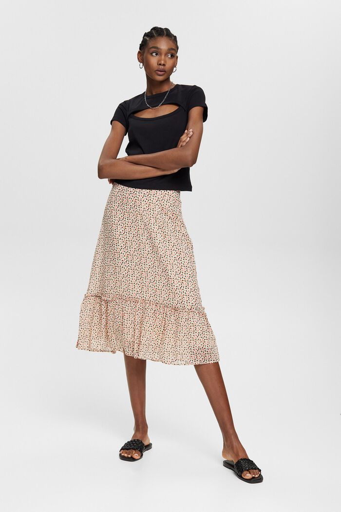 midi-length chiffon skirt, SAND, detail image number 2