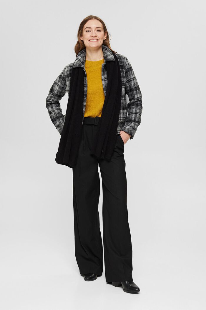 Wool blend: jacket with check pattern, BLACK, detail image number 1