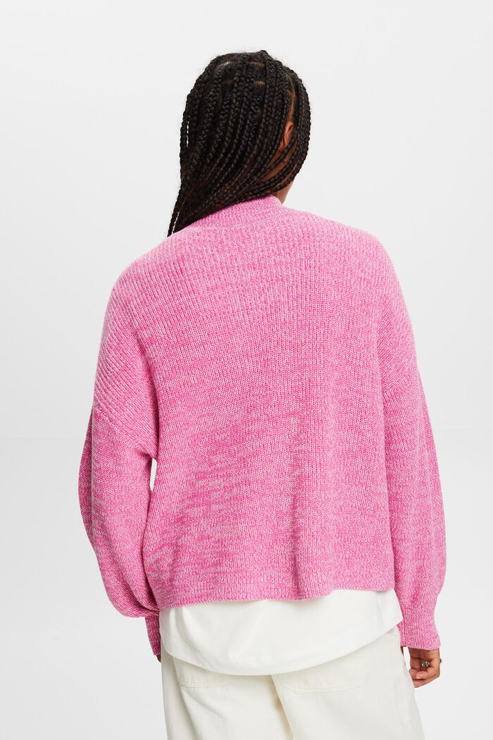 Ribbed Knit Mock Neck Sweater, PINK FUCHSIA, detail image number 4