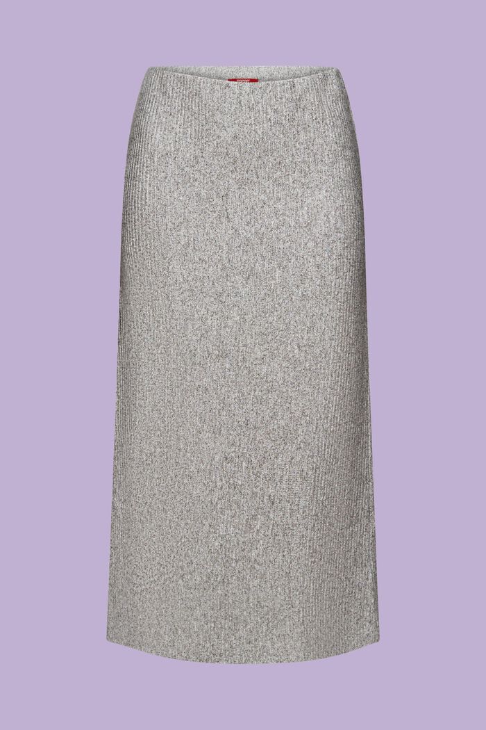 Rib-Knit Midi Skirt, GREY, detail image number 6