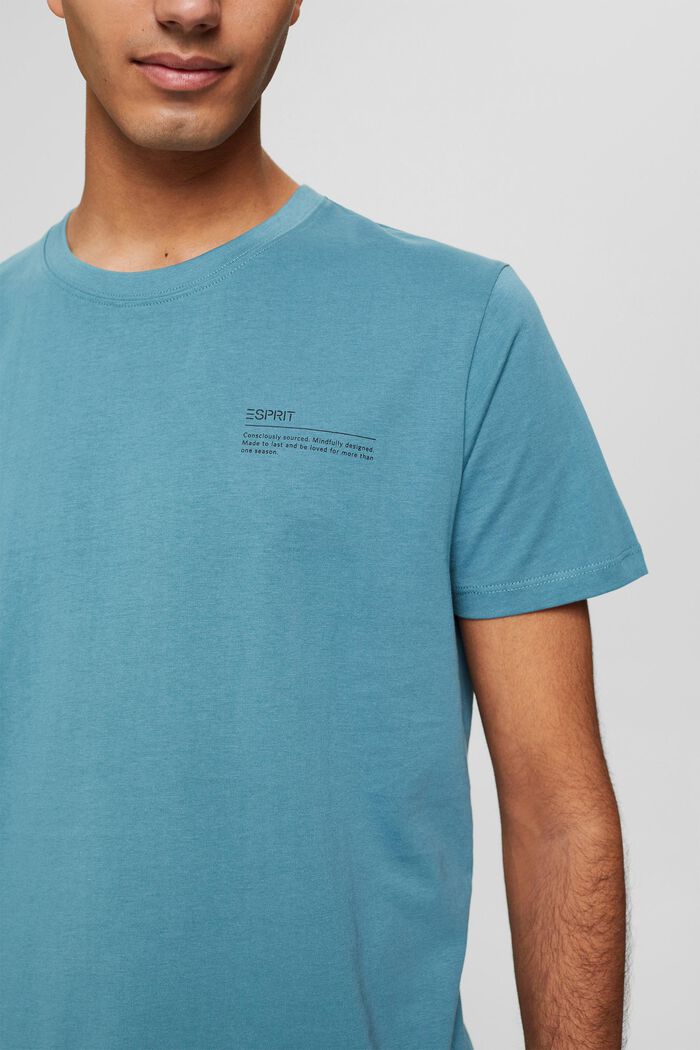 Jersey T-shirt with a print, 100% organic cotton, TURQUOISE, detail image number 1