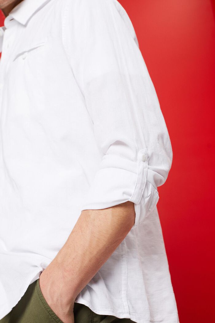 Structured cotton shirt, WHITE, detail image number 4
