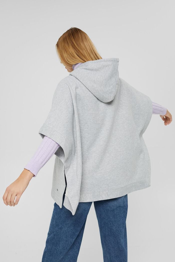 Sweatshirt poncho with a hood, 100% cotton, GREY, detail image number 3